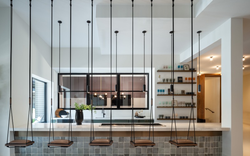 clubhouse kitchen with swing counter seats 
