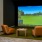 golf simulator area with seating