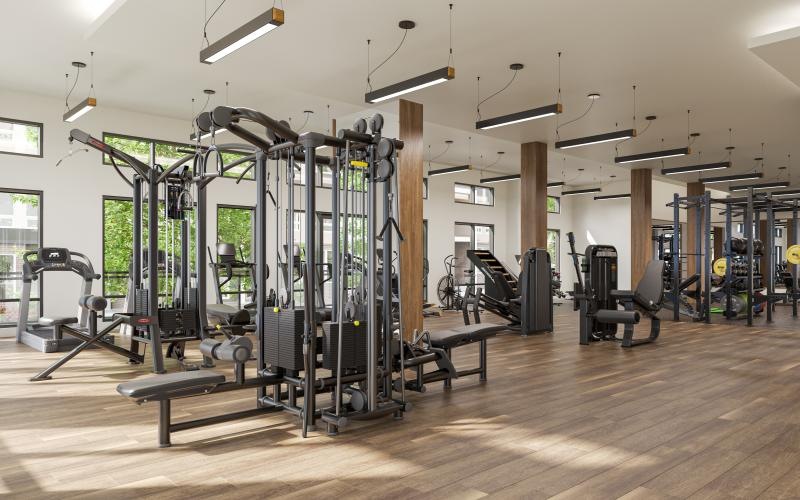 a gym with exercise equipment